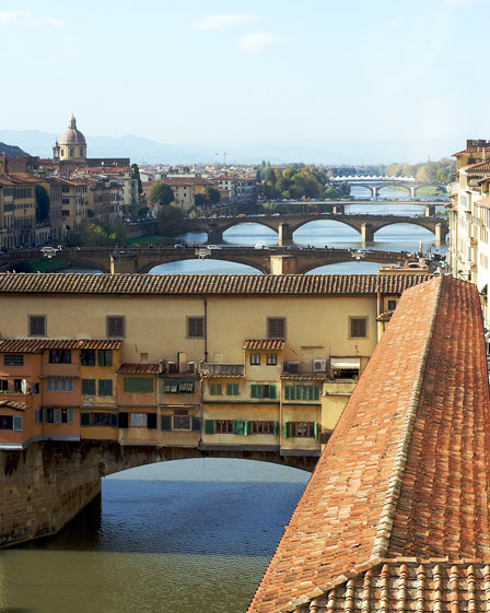 The Pontevecchio and the Vasari Corridor seen from the Uffizi Gallery