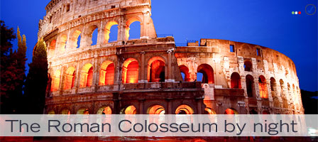 An image of the colosseum, rome, by night