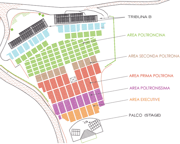 Map of seating for Andrea Bocelli concert in Tuscany