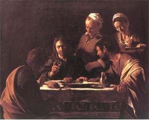 An image of Supper at Emmaus by Caravaggio, Milan Brera