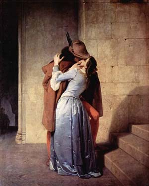 An image of The Kiss by Francesco Hayez, Brera, Milan